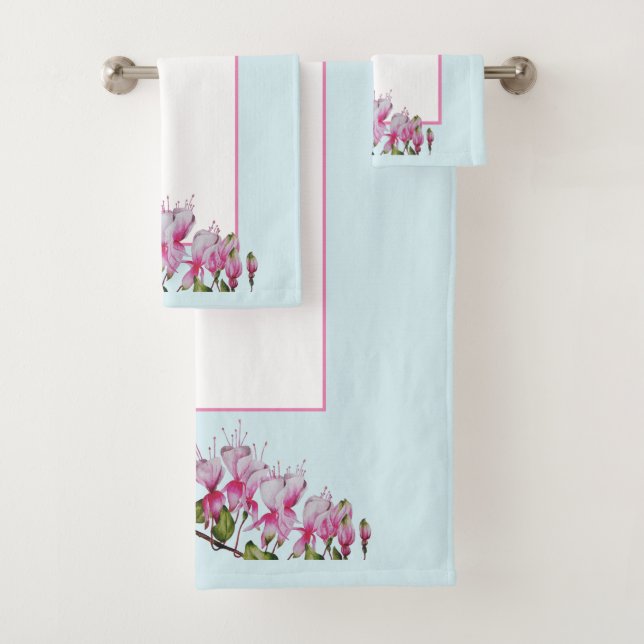 'Fuchsias Festivas' em um Conjunto de Toalhas de B (Insitu)