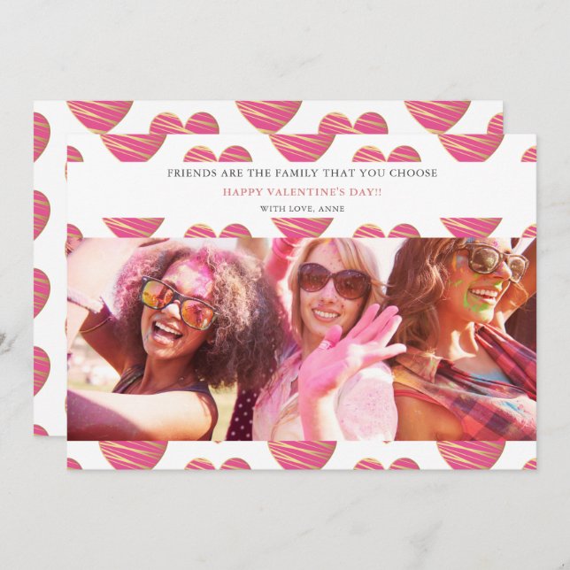 Fucshia Heart Best Friends Photo Happy Valentine's (Frente/Verso)