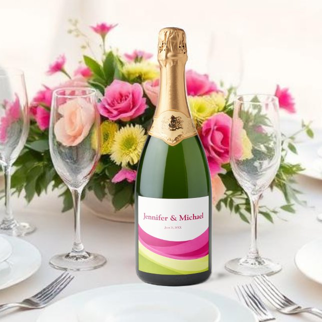 Fúcsia e Verde Lima (Fuchsia and Lime Green Sparkling Wine Label )