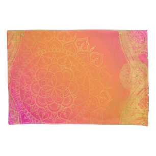 Fúcsia Laranja Rosa e Dourado Glam Mandala Indiana