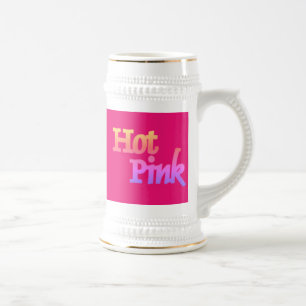 Fúcsia rosa-quente, cor-de-rosa-branca, caneca de