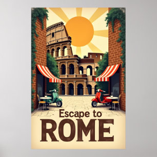Fuga a Roma: Poster de Viagens vintage retrô