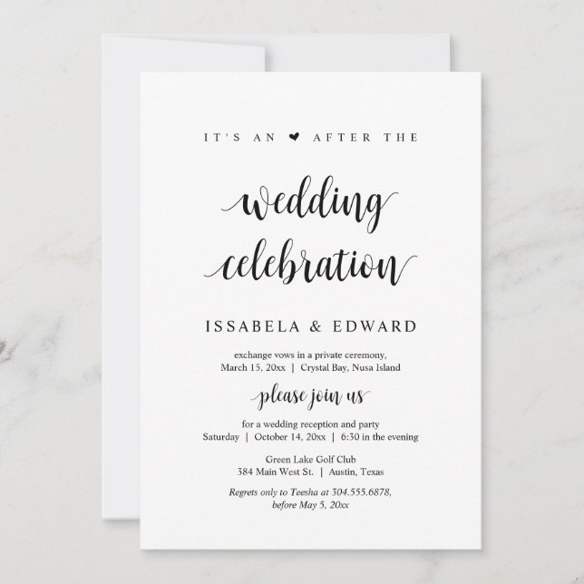 Fuga, É uma festa após o casamento Convite (Frente)