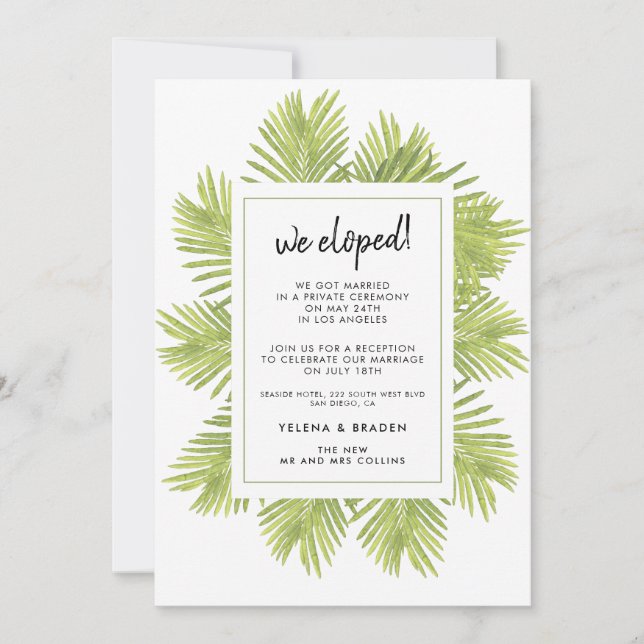 Fugimos Anúncio de casamento de palmeira tropical (Frente)