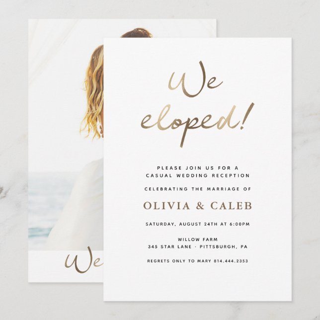 Fugimos juntos! Convite para recepção de casamento (Frente/Verso)