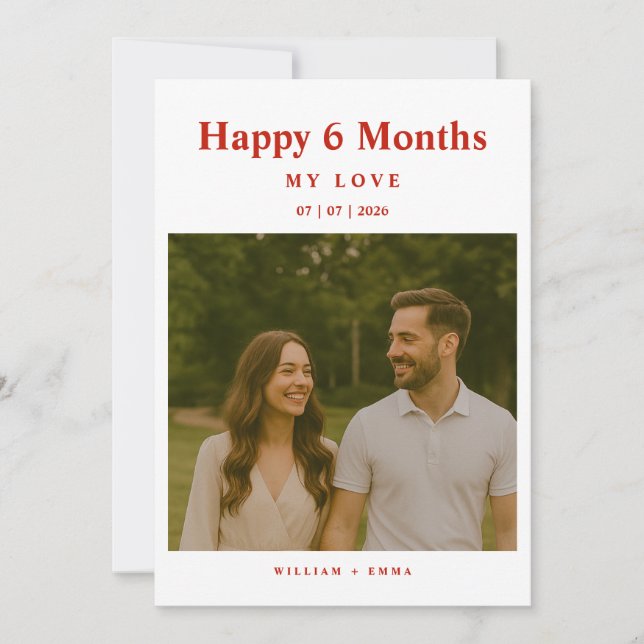 Fully Custom 6 Month Anniversary Card for Couple (Frente)