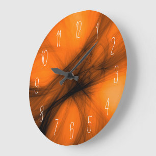 Fumaça abstrato Preta - Relógio Laranja Grande