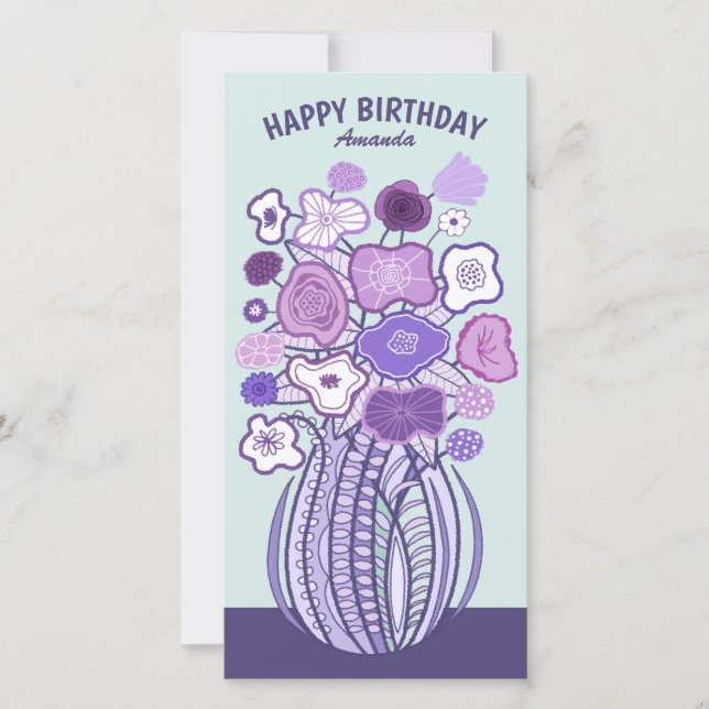 Fun cheerful flower bouquet CC0885 Birthday card (Frente)