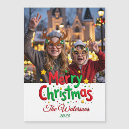 Fun Retro Script Merry Christmas Letterpress Photo