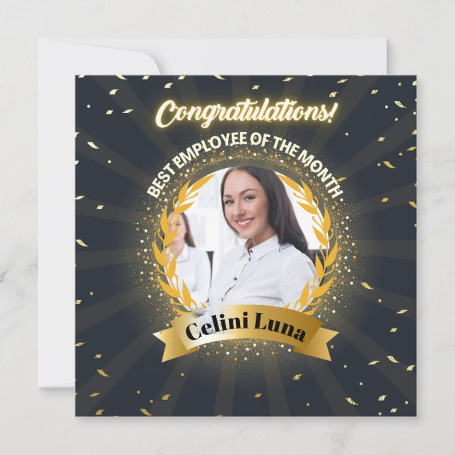 Funcionário do cartão de prêmio de reconhecimento  (Frente)