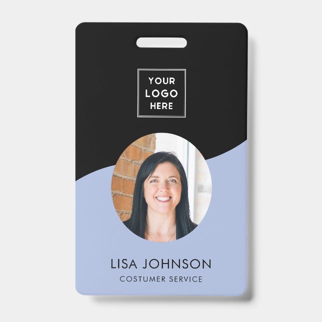 Funcionarios preto mínimo moderno Crachá de código (Frente)