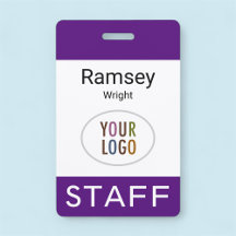 Funcionarios Roxo Real Nome Clipe do Crachá Reel L