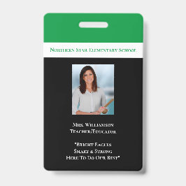 Funcionarios Verde de Funcionário Escolar Crachá d