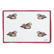 funda de travesseiro desenho digital pato mandarim