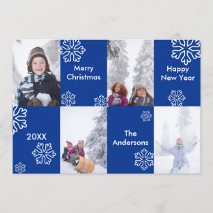 Fundo azul de 4 fotos - cartão de Natal