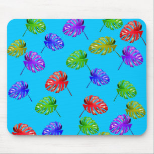Fundo azul Mousepad das folhas tropicais