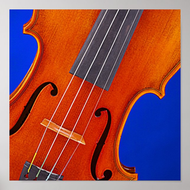 Fundo Azul Violin ou Viola Poster (Frente)