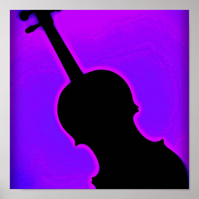Fundo Azul Violin ou Viola Poster (Frente)