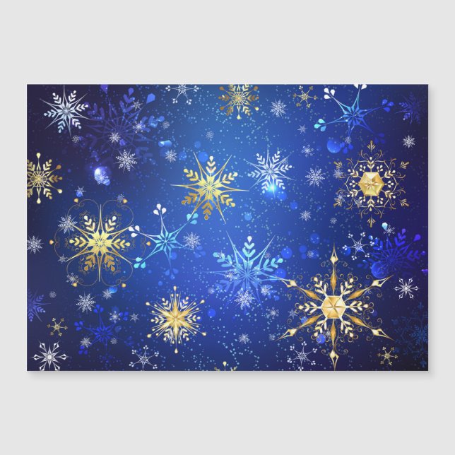 Fundo Azul XMAS com Flocos de Neve Ouro (Frente)