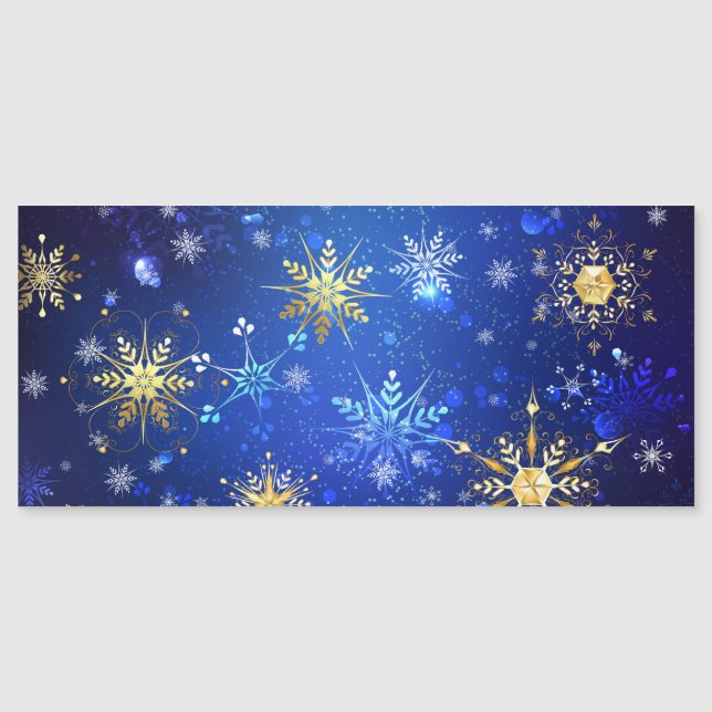 Fundo Azul XMAS com Flocos de Neve Ouro (Frente)