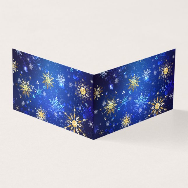 Fundo Azul XMAS com Flocos de Neve Ouro (Exterior)