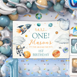 Fundo de Aniversário Espacial de 1º Aniversário Pr