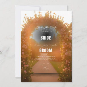 Fundo de Convite de Casamento com Arco Floral Româ