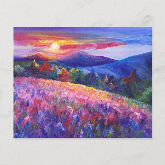 Fundo de flores silvestres da montanha em aquarela (Frente)