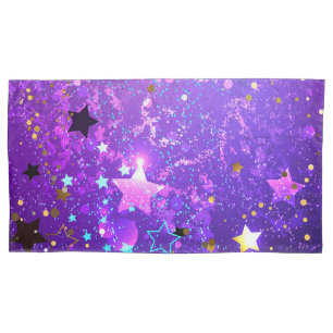 Fundo de folhas roxas com estrelas