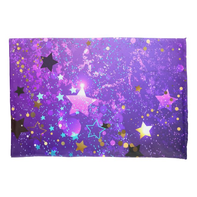 Fundo de folhas roxas com estrelas (Frente-Esquerda)