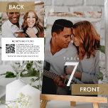 Fundo de Honeymoon Quadro de Casamentos Número QR<br><div class="desc">Adicione um toque personalizado à sua recepção de casamento com estas impressionantes cartas de números da mesa de casamento. Apresentando uma foto romântica do casal na frente, o design cria uma atmosfera íntima e quente. O verso inclui uma mensagem sentida e um código QR para contribuições de fundos da lua...</div>