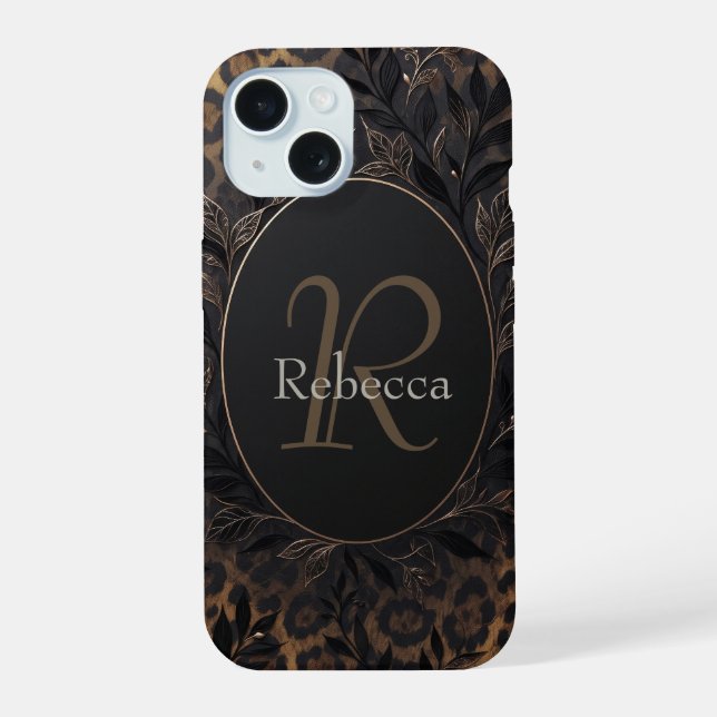 Fundo de Impressão de Leopardo de Luxo Com Nome (Verso)