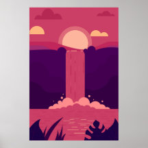 Fundo em cascata vetorial no Poster sunset
