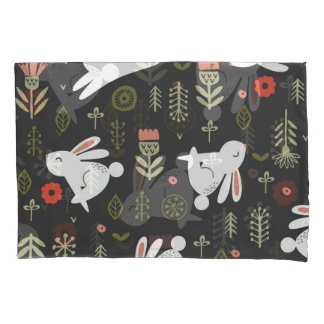Fundo escuro, coelhos brancos, vintage floral.