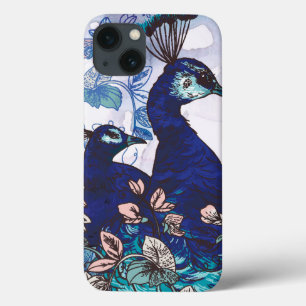 Fundo floral com pavões