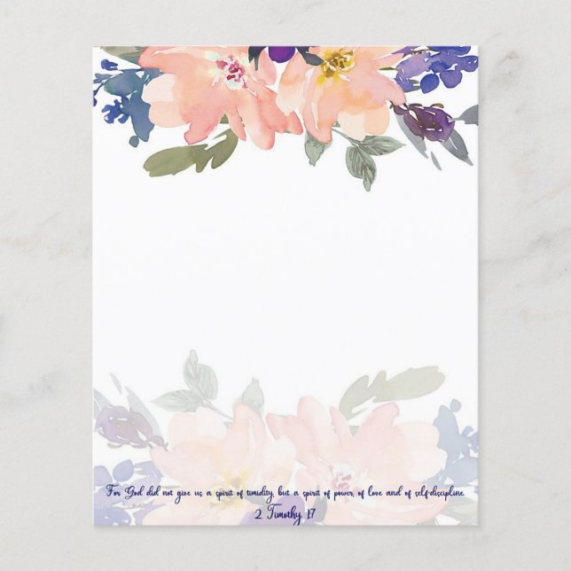 fundo floral de aquarela rosa Espírito de Poder (Frente)