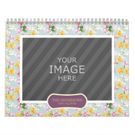 Fundo Floral do Calendário de Foto da Família 2023
