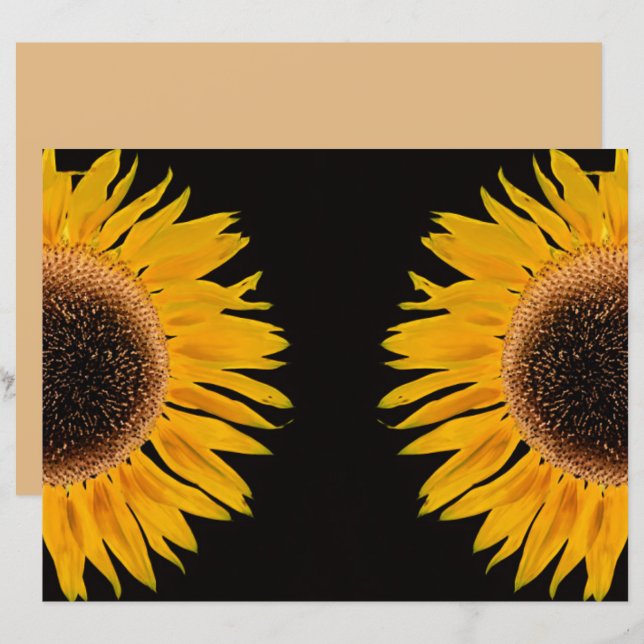Fundo Negro Simétrico Amarelo de Girassol (Frente/Verso)