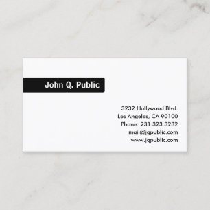Fundo preto conhecido - cartão de visita branco