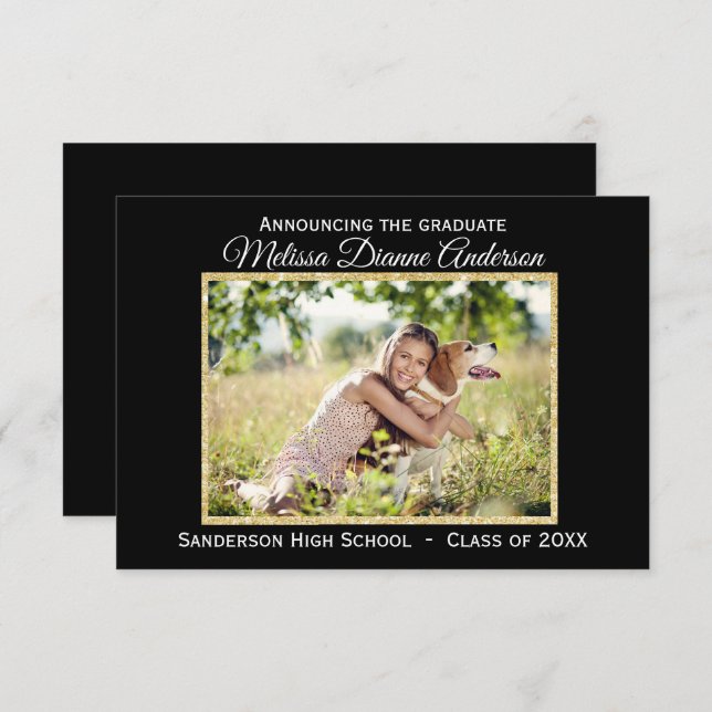 Fundo Preto/Dourado - Anúncio de Formando 3x5 (Frente/Verso)