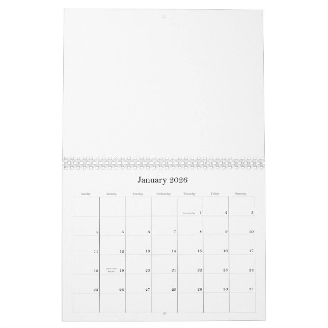 Fundo Preto e Wh Multicolorido em um Calendário (Jan 2026)