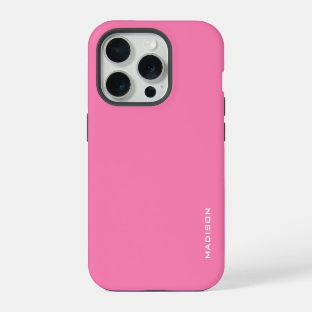 Fundo rosa simples monograma branco (Verso)