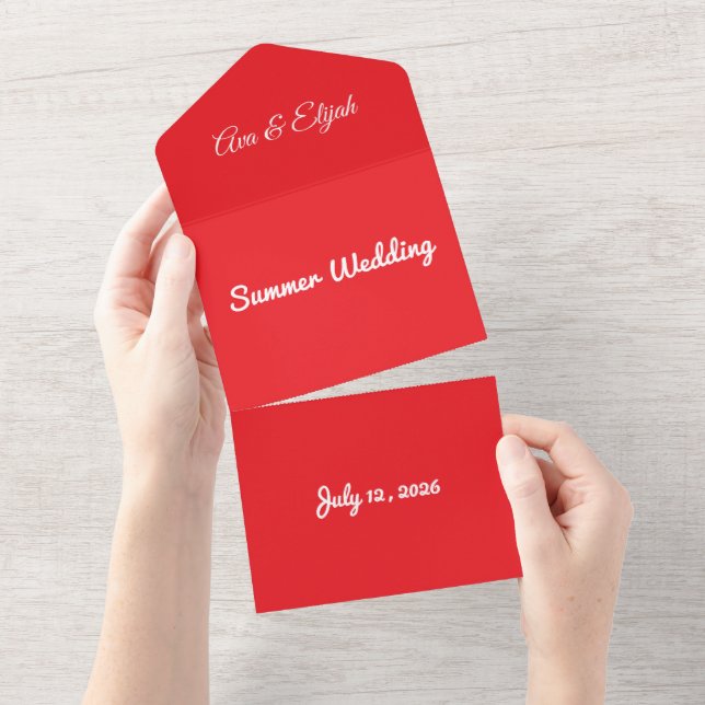 Fundo Vermelho Clássico Ousado – Design de Casamen (Aba destacável)