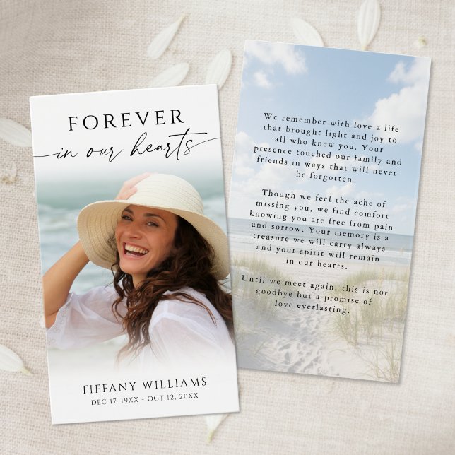 Funeral Beach Photo Sympathy Prayer Card (Criador carregado)