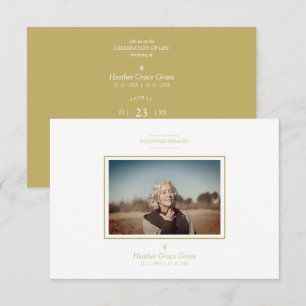 Funeral de Foto Minimalista Sofisticada e ouro Chi