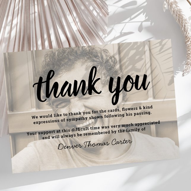 Funeral de Foto Moderna Obrigado Cartão de condolê (Criador carregado)