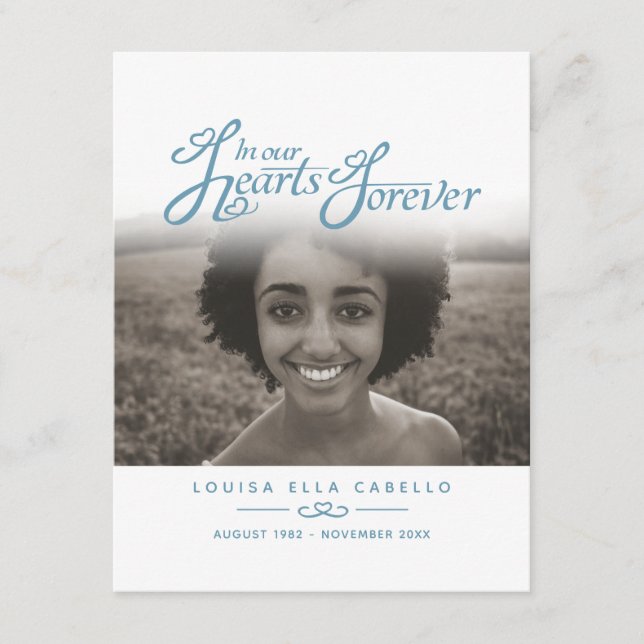 Funeral em nossos corações cartão azul de foto bra (Frente)