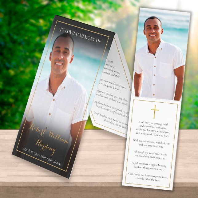 Funeral Memorial 2 Fotos Folheadas Cartões de Oraç (Criador carregado)