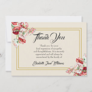 Funeral Obrigado Cartão de Nota  Poppies