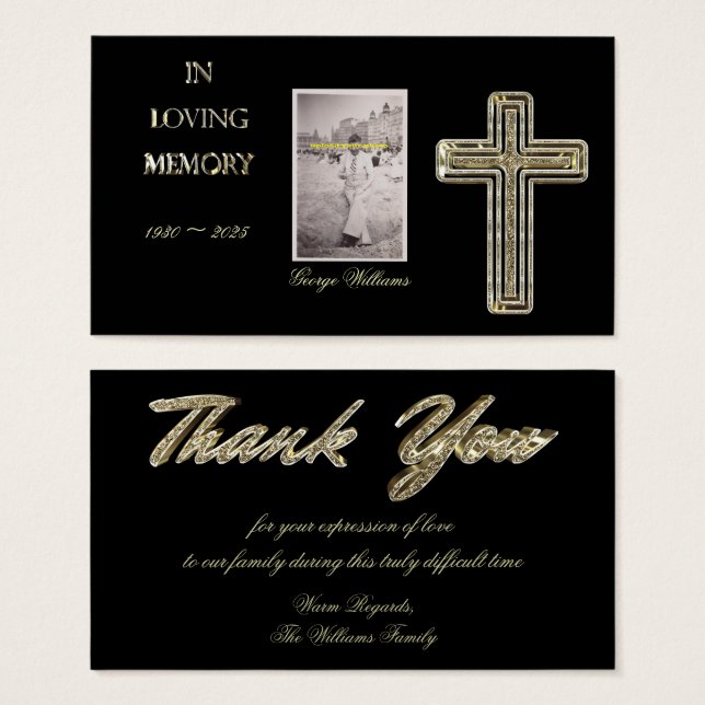 Funeral Obrigado Ouro Cross Elegante (Frente & Verso)